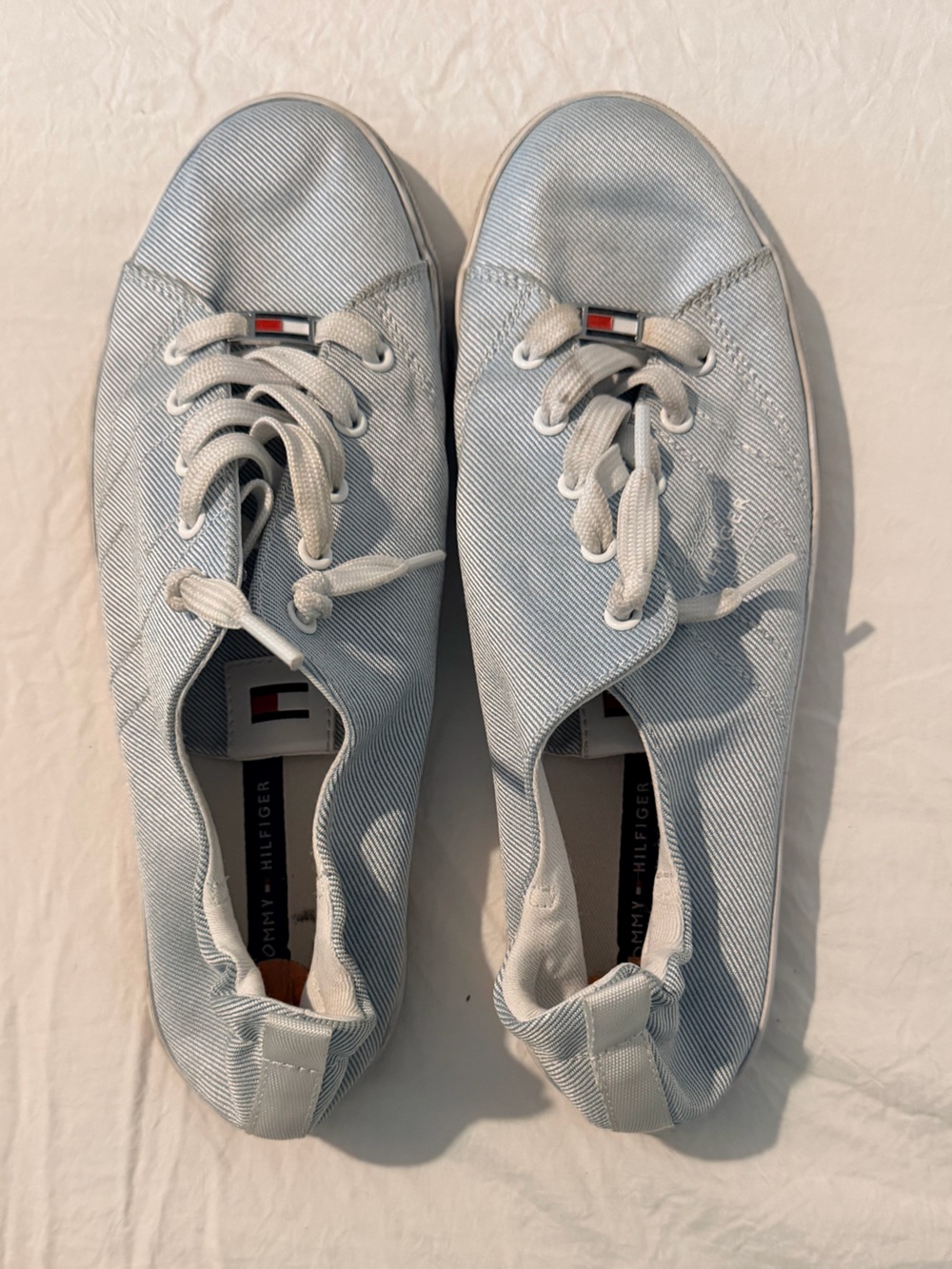 Tommy Hilfiger Pale Blue Canvas Lace-Up Sneakers